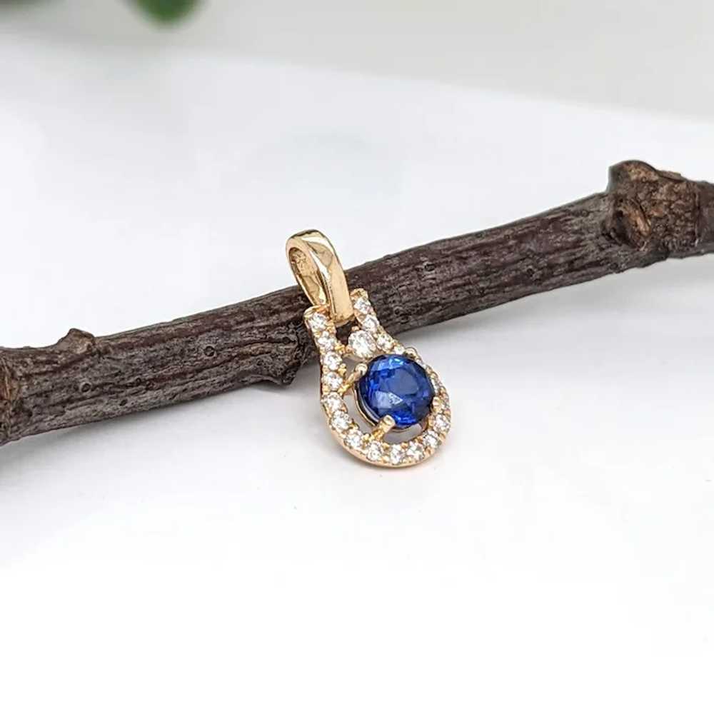 Blue Sapphire Pendant w Earth Mined Diamonds in S… - image 3