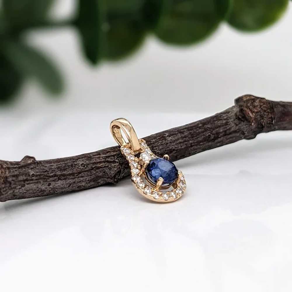 Blue Sapphire Pendant w Earth Mined Diamonds in S… - image 4