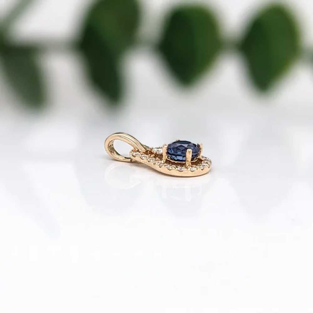 Blue Sapphire Pendant w Earth Mined Diamonds in S… - image 5