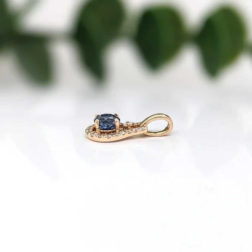 Blue Sapphire Pendant w Earth Mined Diamonds in S… - image 6