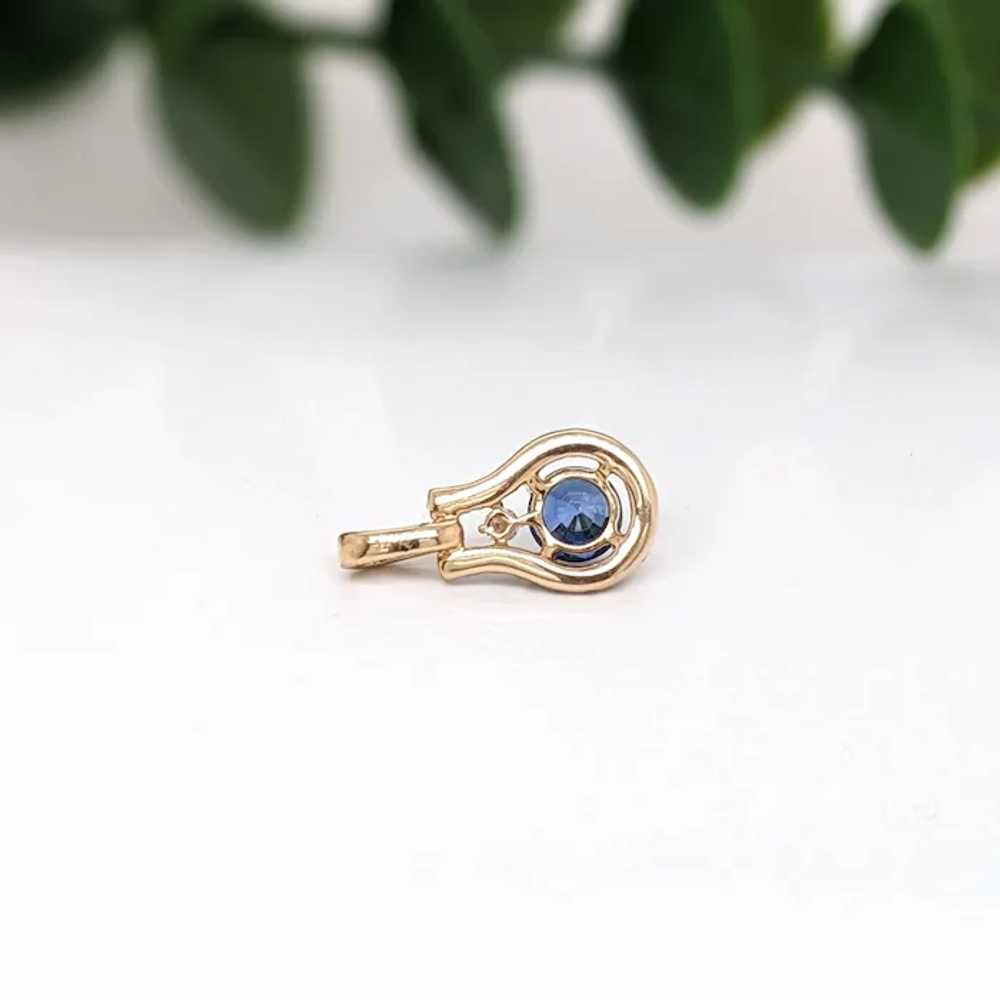 Blue Sapphire Pendant w Earth Mined Diamonds in S… - image 7