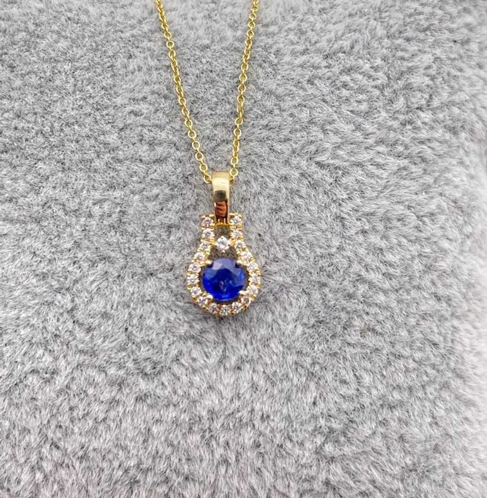 Blue Sapphire Pendant w Earth Mined Diamonds in S… - image 9