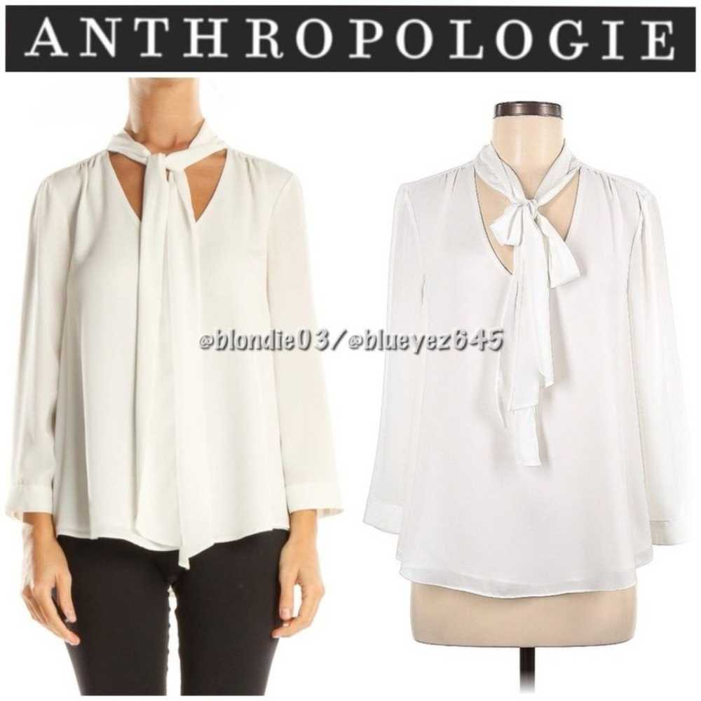 Anthropologie HD in Paris white bow blouse US6 - image 1