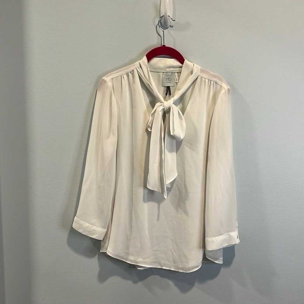 Anthropologie HD in Paris white bow blouse US6 - image 3