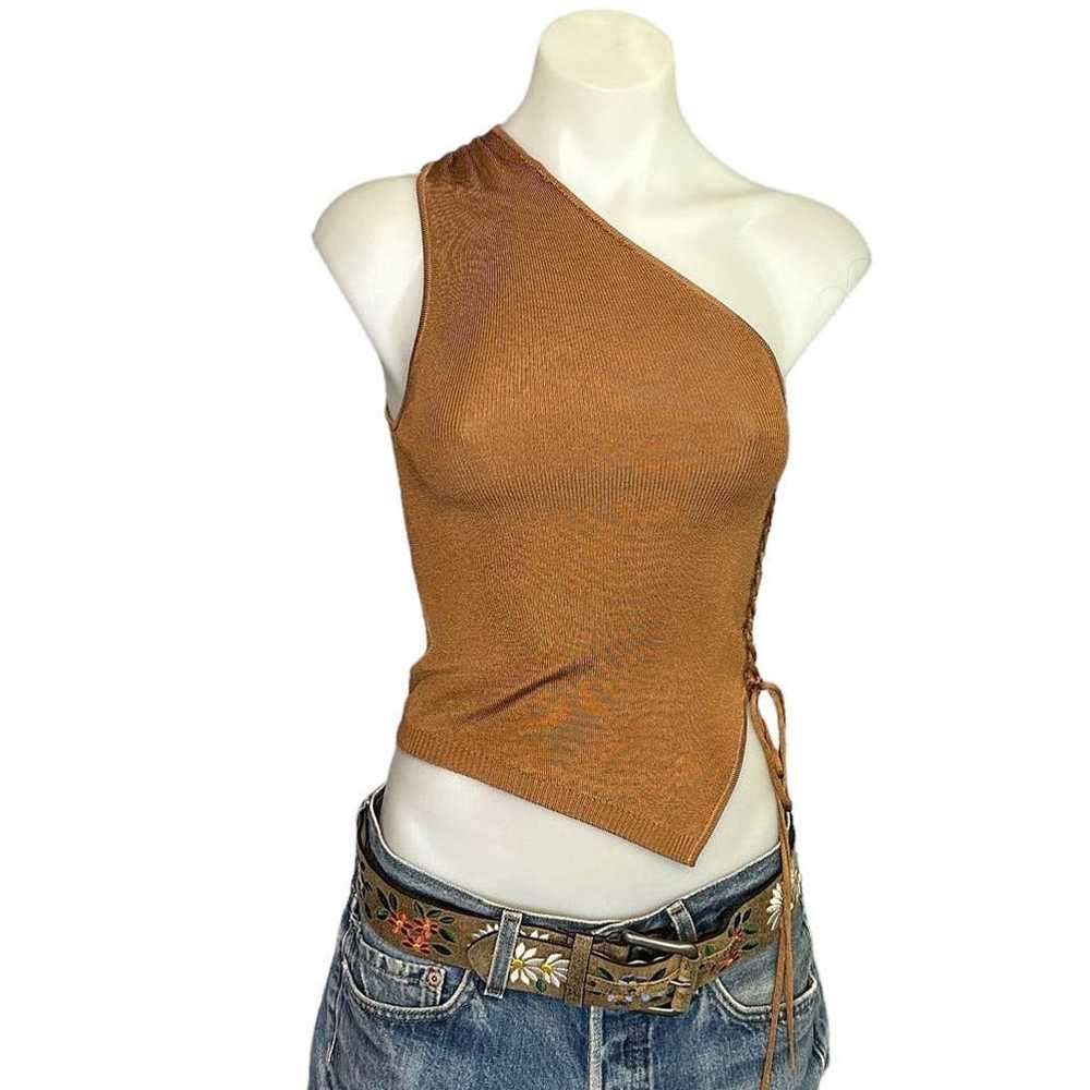 h:ours Octa Lace Up Top Copper Brown XS Swank Kni… - image 5