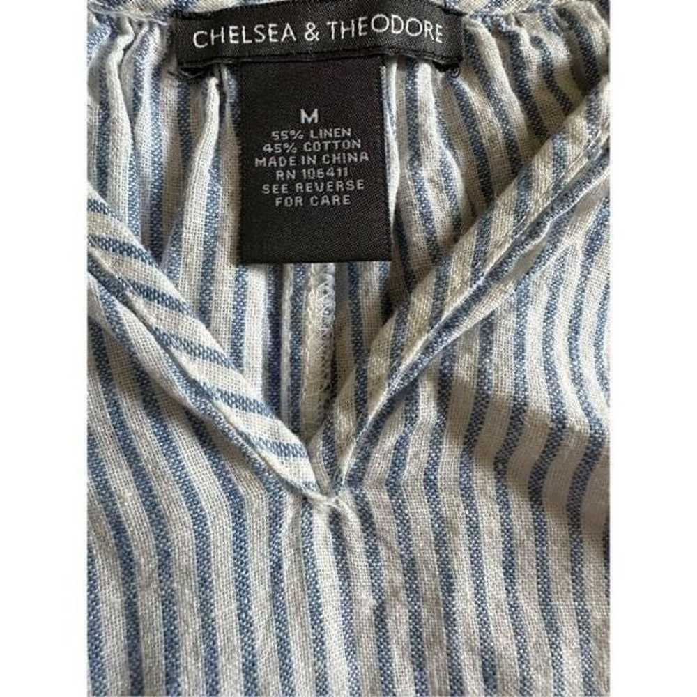 New Chelsea & Theodore Blue Chambray Stripe Embro… - image 3