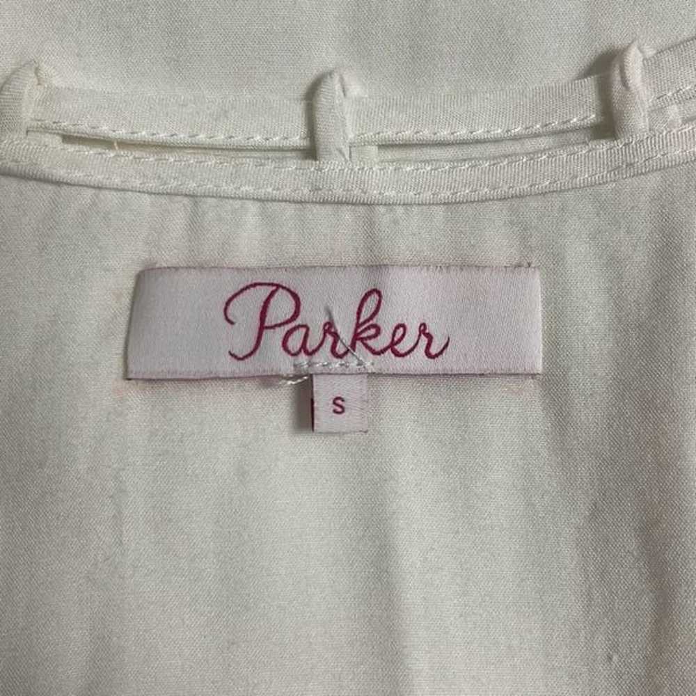 Parker Womens Small Button Up Blouse Ivory Ruffle… - image 7