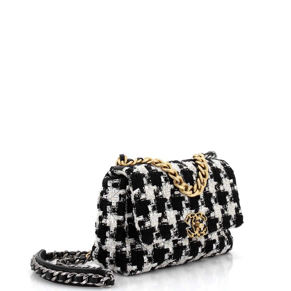 Chanel 19 Flap Bag Quilted Houndstooth Tweed and … - image 3