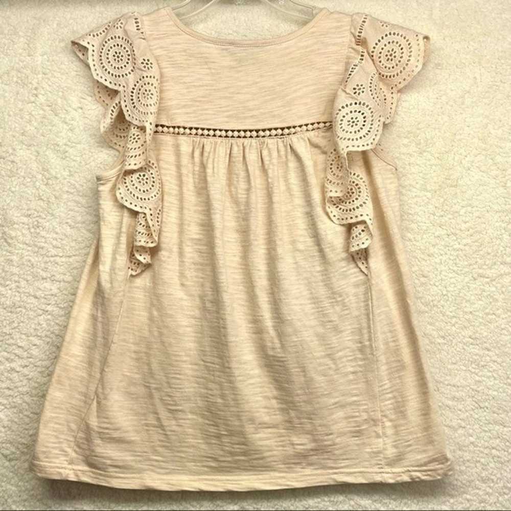 Flutter Sleeve Flowy Blouse- Size Small- Cream - image 2