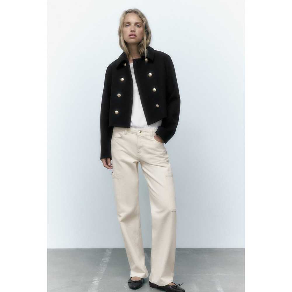 Zara Double Breasted Short Black Blazer Jacket Si… - image 11