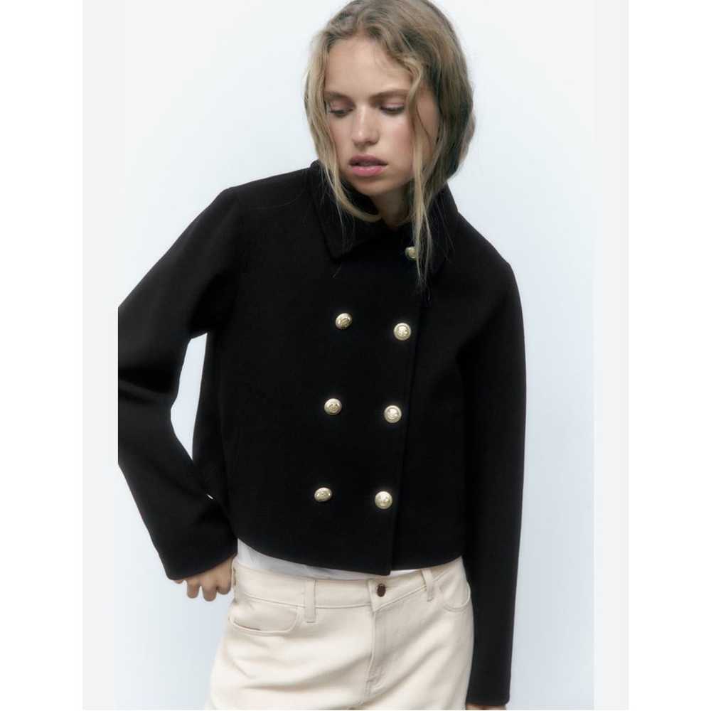 Zara Double Breasted Short Black Blazer Jacket Si… - image 1