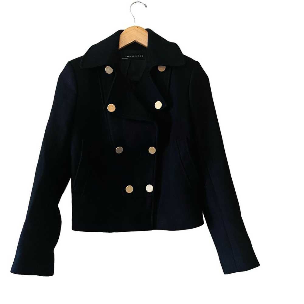 Zara Double Breasted Short Black Blazer Jacket Si… - image 2