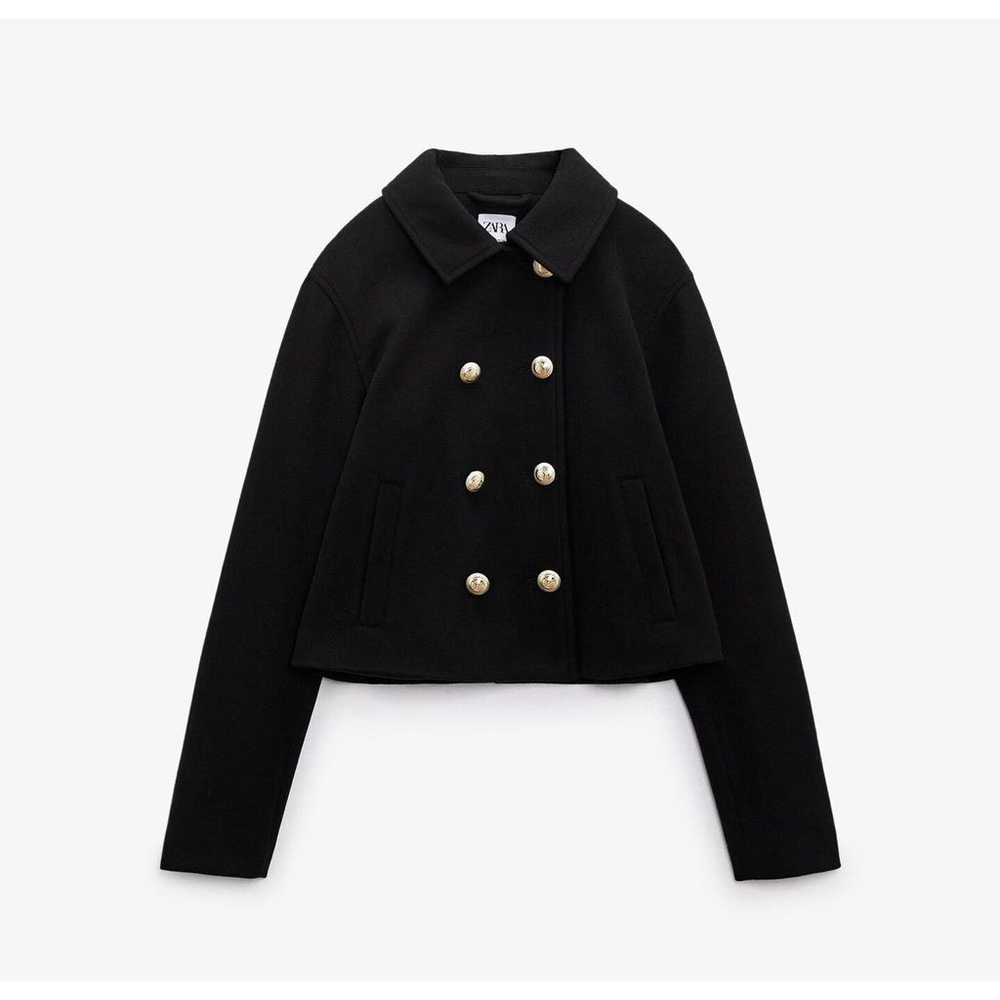 Zara Double Breasted Short Black Blazer Jacket Si… - image 8