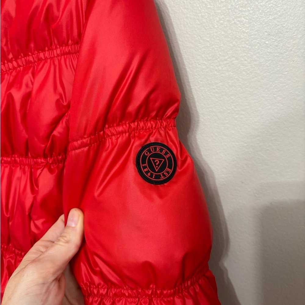 Guess Bright Red Down-Filled Puffer Coat - Size M - image 3