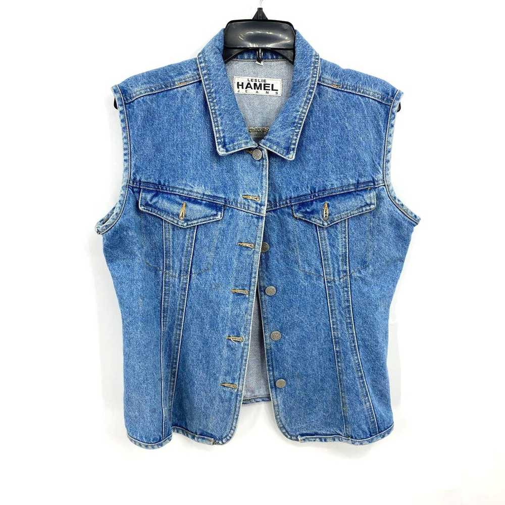VTG Leslie Hamel Jeans Vest Custom Love Heart Ang… - image 2