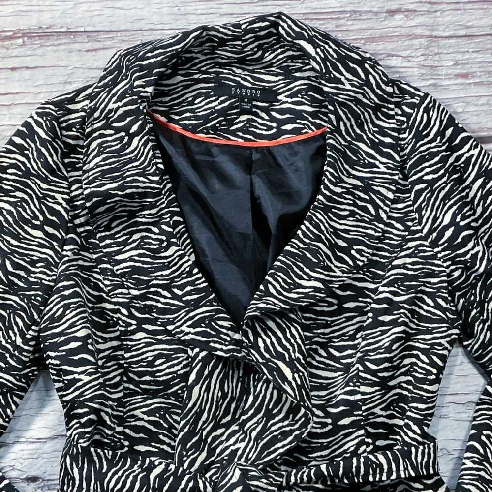 Sandro Womens Jacket size Medium Black Cream Anim… - image 3