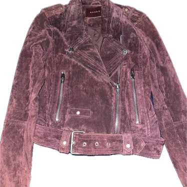 Blank NYC Leather Suede Moto Jacket Burgundy Brow… - image 1