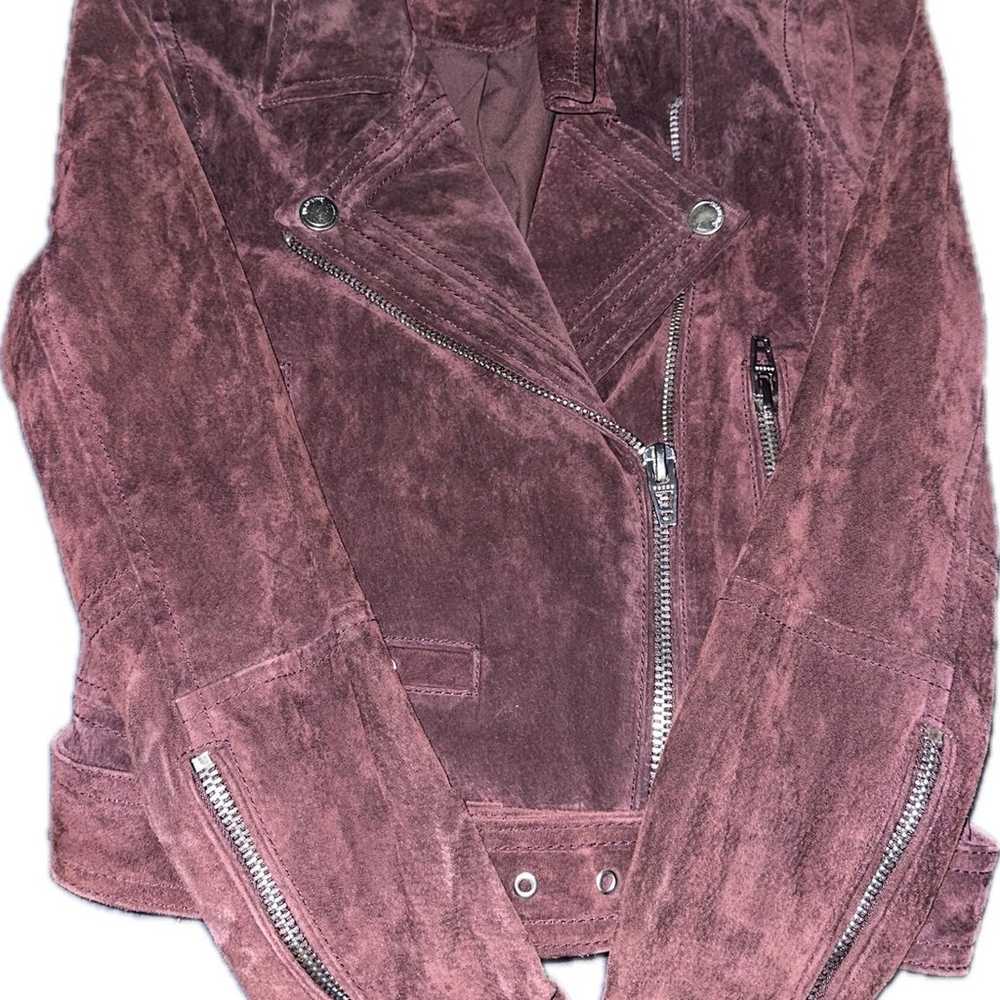 Blank NYC Leather Suede Moto Jacket Burgundy Brow… - image 3
