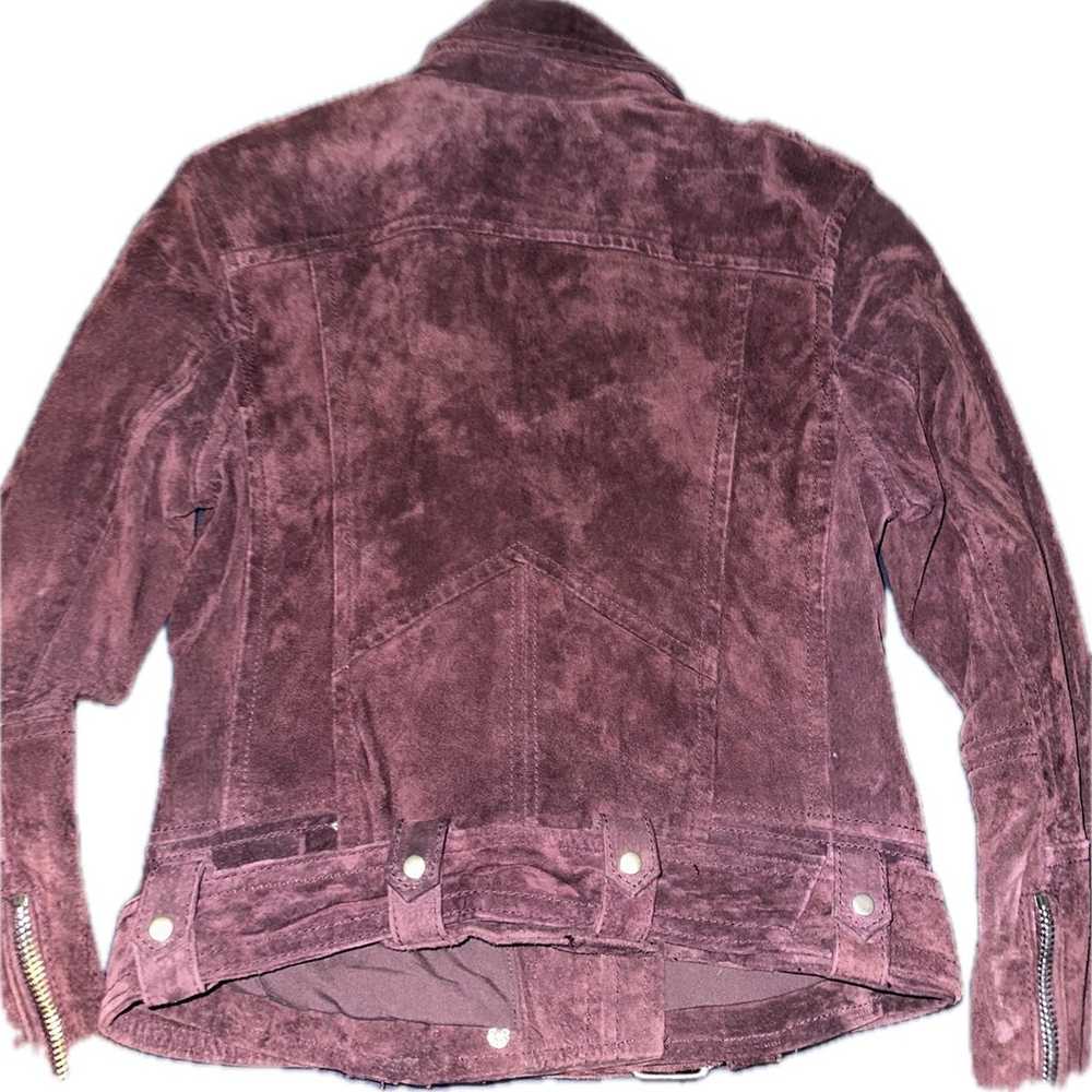 Blank NYC Leather Suede Moto Jacket Burgundy Brow… - image 4