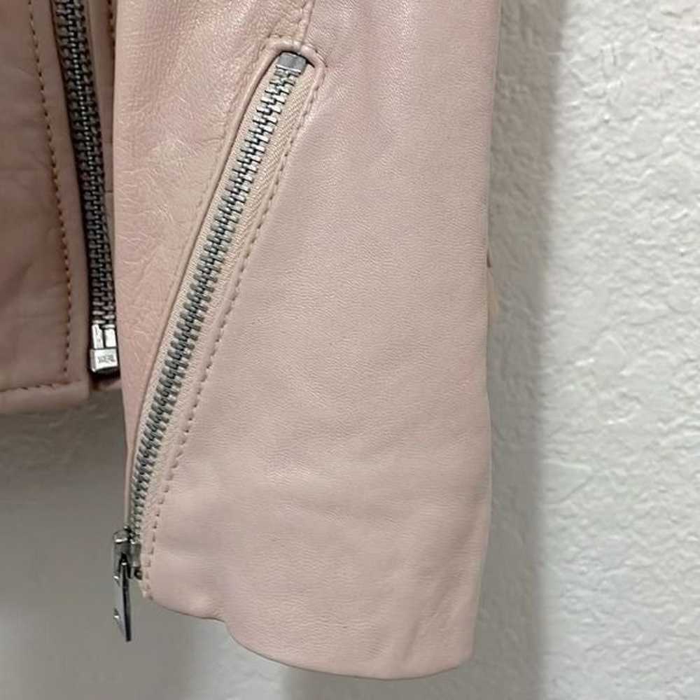 Mango Leather Biker Jacket Blush Pink Size US Sma… - image 11