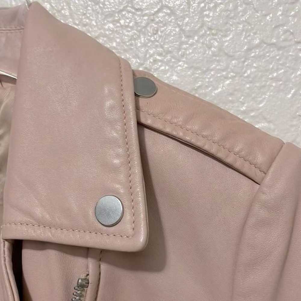 Mango Leather Biker Jacket Blush Pink Size US Sma… - image 12