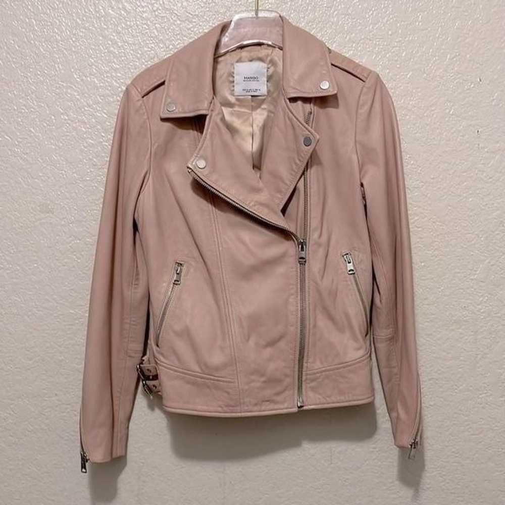 Mango Leather Biker Jacket Blush Pink Size US Sma… - image 6