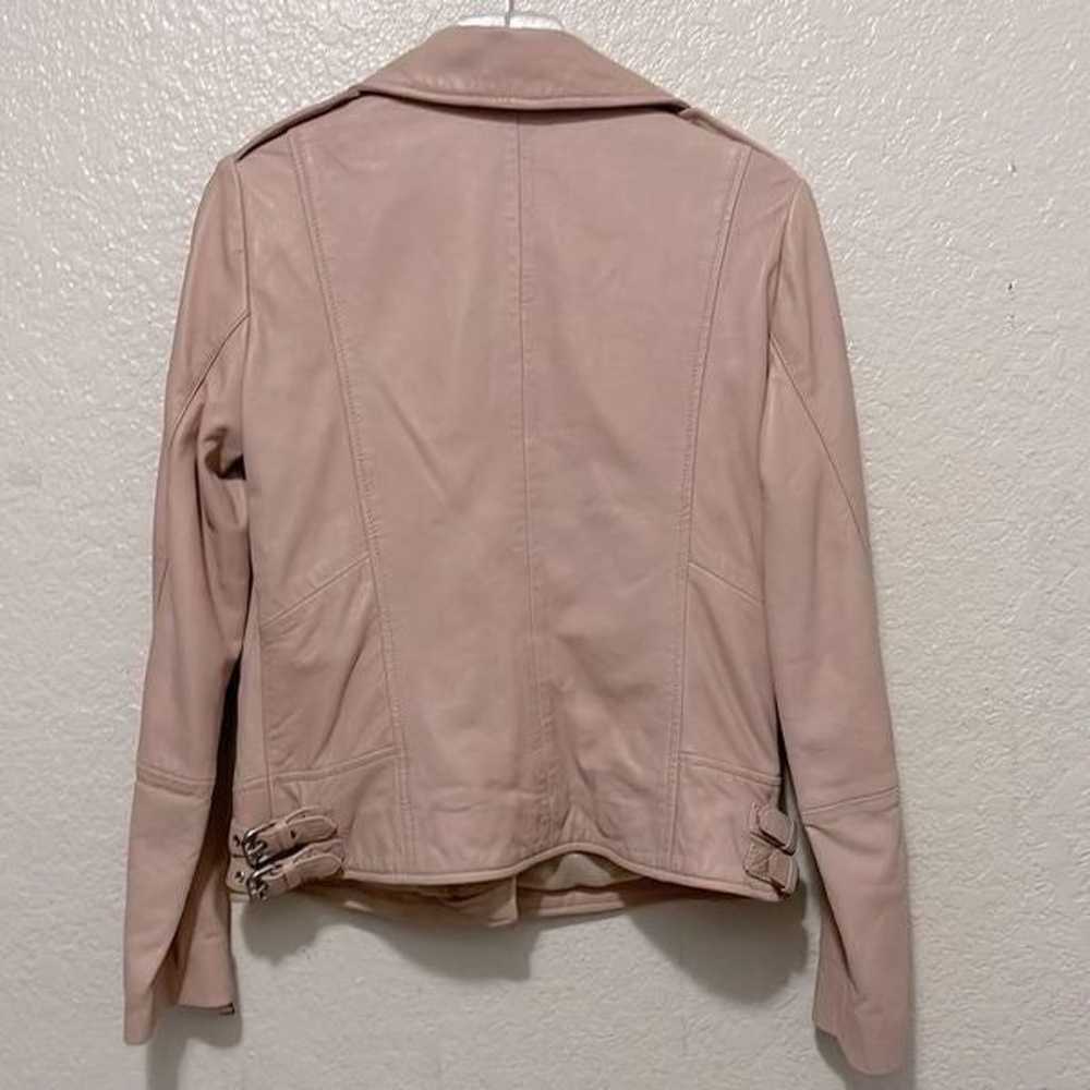 Mango Leather Biker Jacket Blush Pink Size US Sma… - image 7