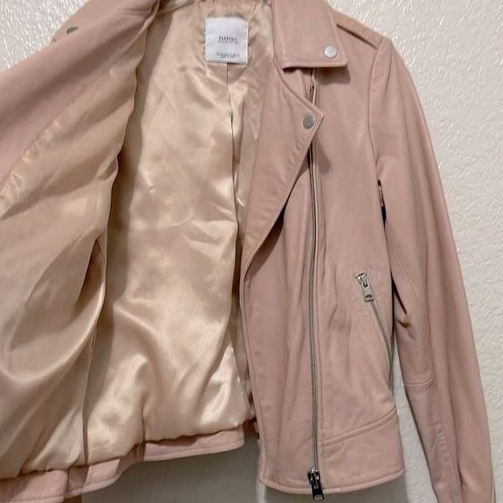 Mango Leather Biker Jacket Blush Pink Size US Sma… - image 8