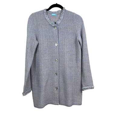 J McLaughlin Tweed Blazer Jacket Fringe Collar an… - image 1