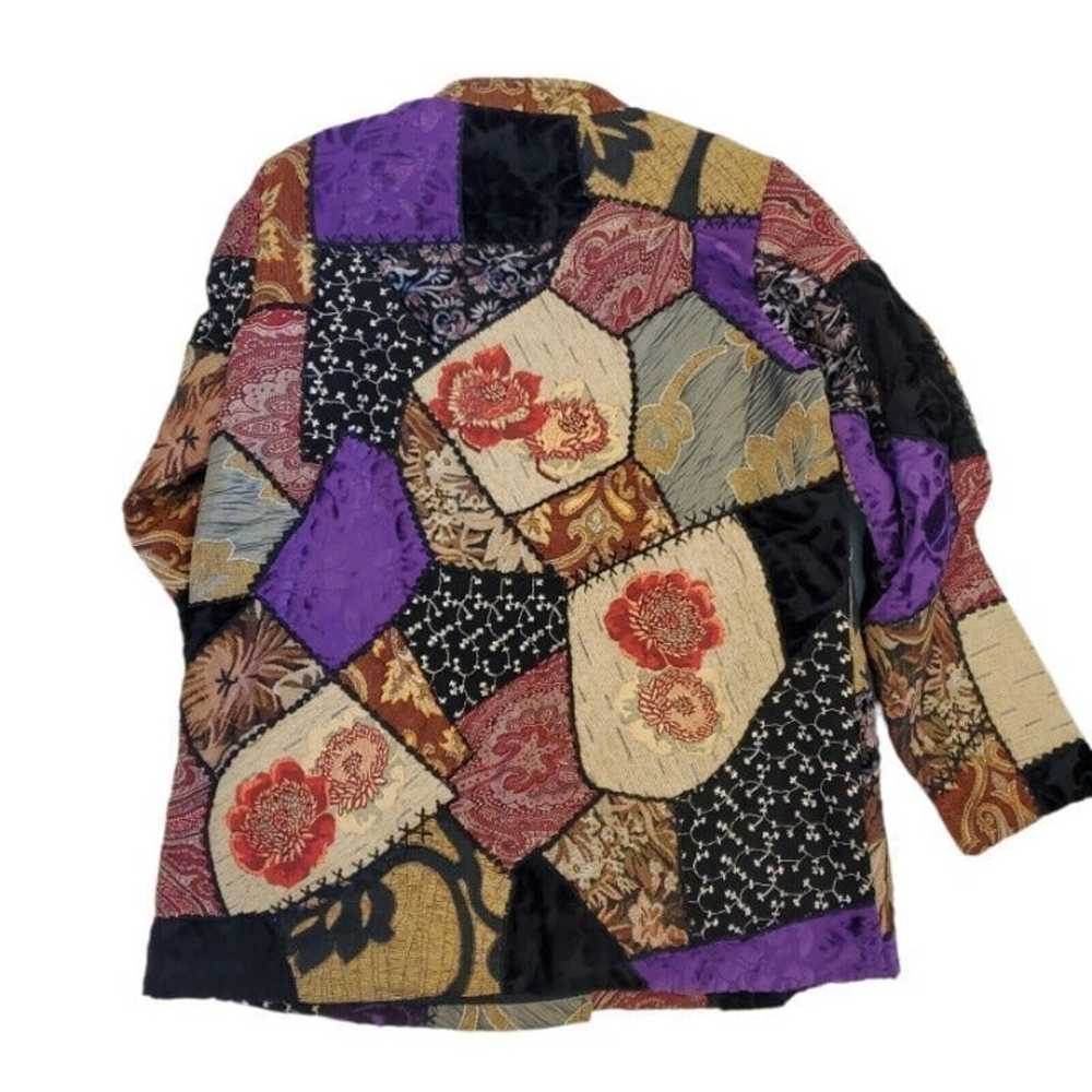 Vintage 90s Patchwork Tapestry Velvet Artsy Jacke… - image 2