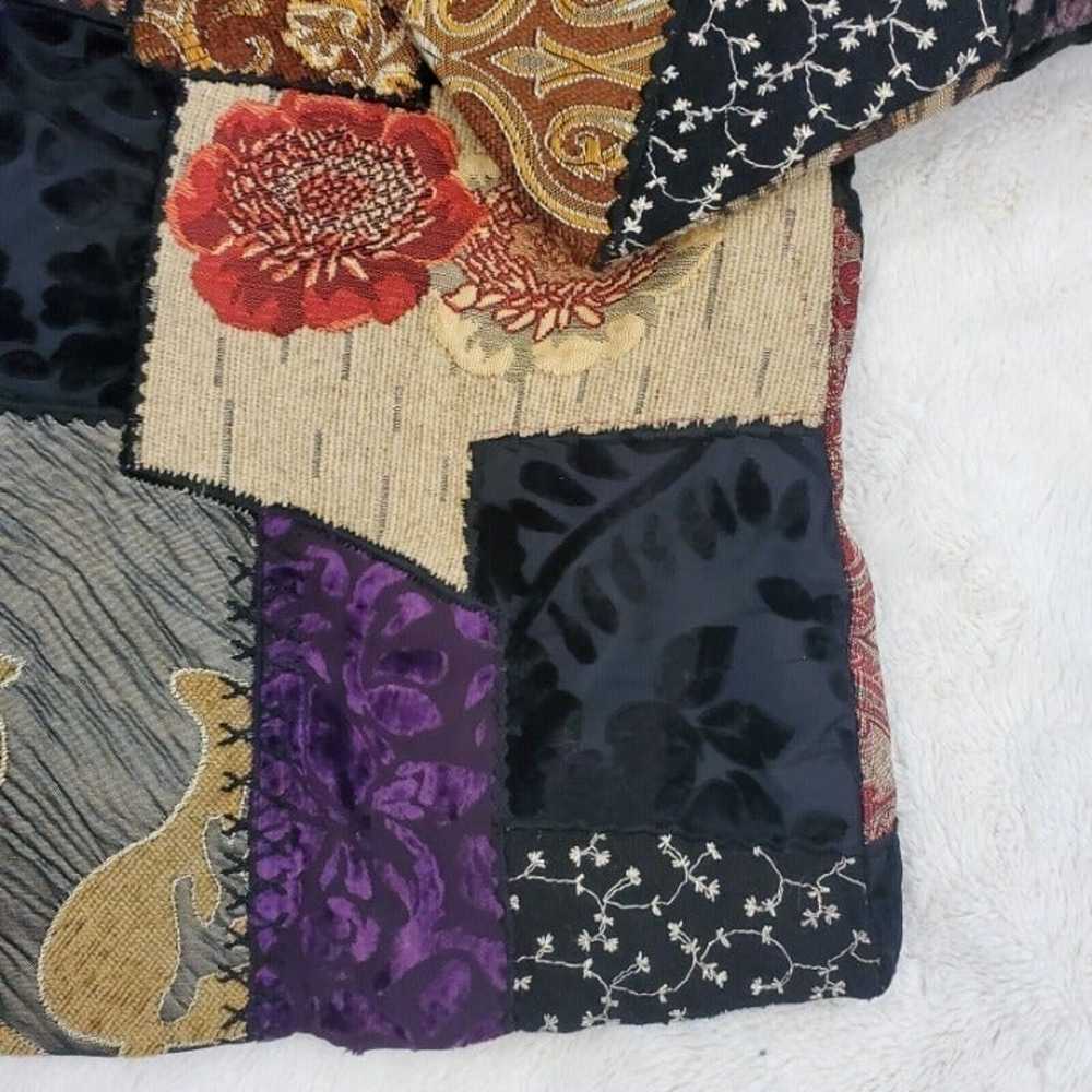 Vintage 90s Patchwork Tapestry Velvet Artsy Jacke… - image 3
