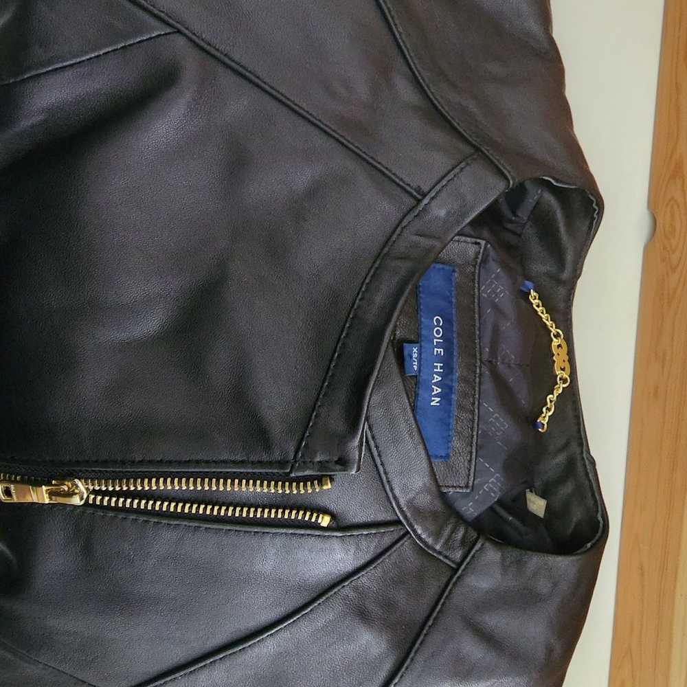 Cole Haan Leather Jacket, Black color, Size XS/TP - image 3