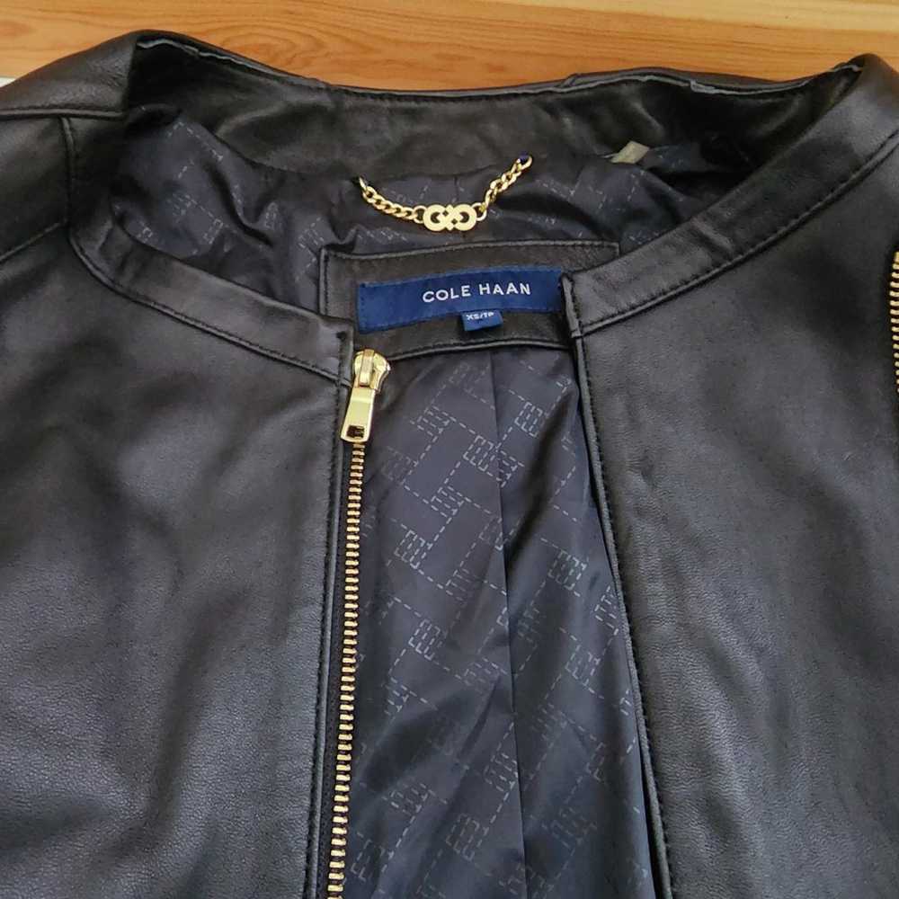 Cole Haan Leather Jacket, Black color, Size XS/TP - image 5