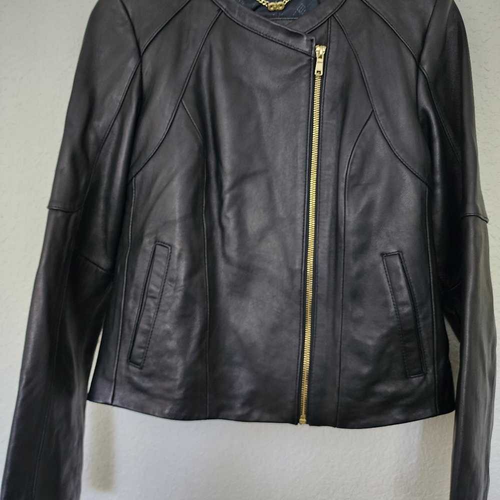 Cole Haan Leather Jacket, Black color, Size XS/TP - image 6