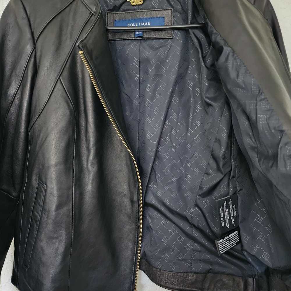 Cole Haan Leather Jacket, Black color, Size XS/TP - image 7