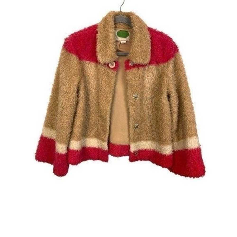 Anthropologie Sherpa pink/tan teddy jacket - image 4