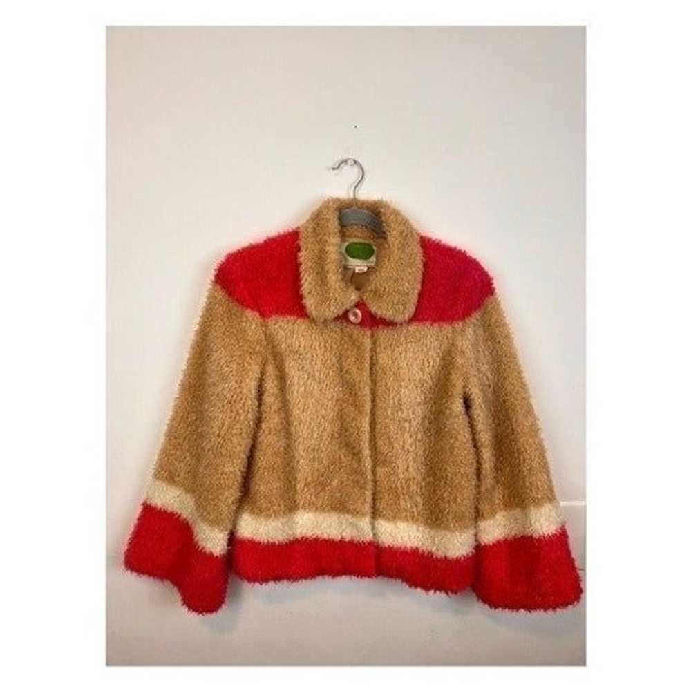 Anthropologie Sherpa pink/tan teddy jacket - image 7