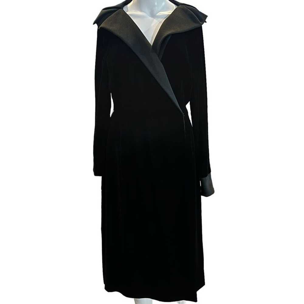 Vintage Abe Schrader 70's Black Velvet Wrap Coat … - image 1