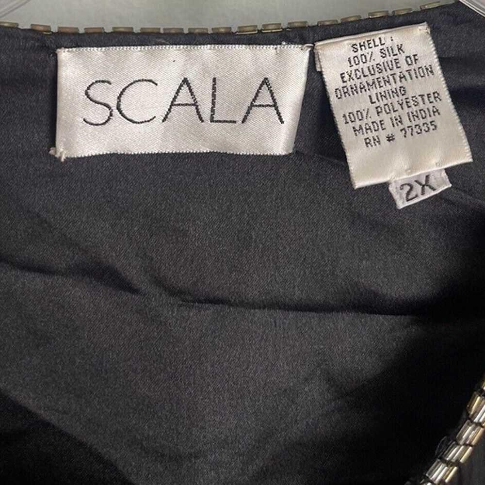 Scala Vtg Black Embellished Beaded 100% Silk Jack… - image 2