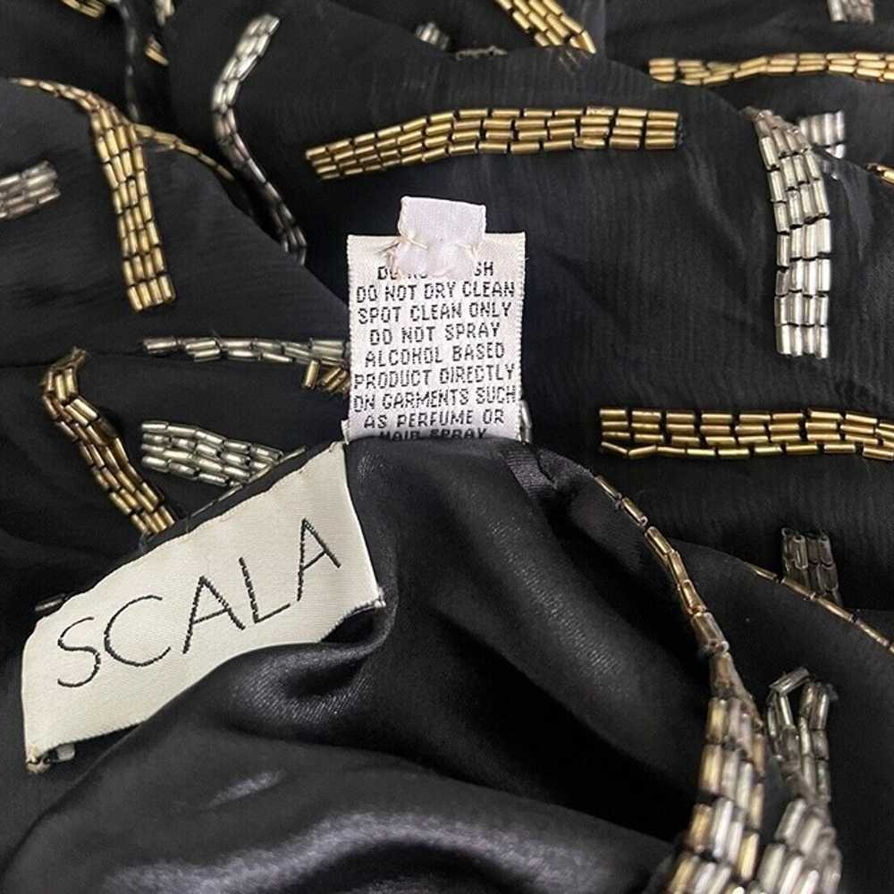 Scala Vtg Black Embellished Beaded 100% Silk Jack… - image 6