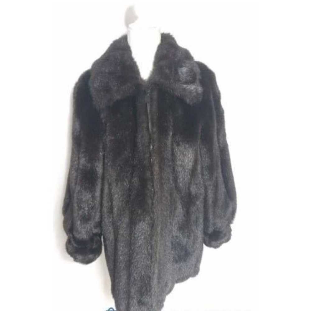 Dennis Basso Womens Faux Fur Coat Black S Full Zi… - image 11