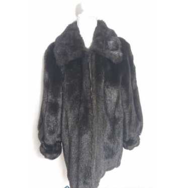 Dennis Basso Womens Faux Fur Coat Black S Full Zi… - image 1