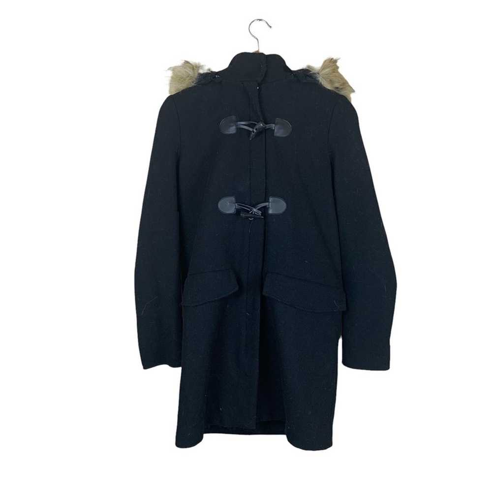 Zara Black Faux Fur Hood Duffel Coat - image 5