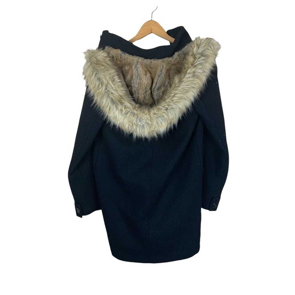 Zara Black Faux Fur Hood Duffel Coat - image 6