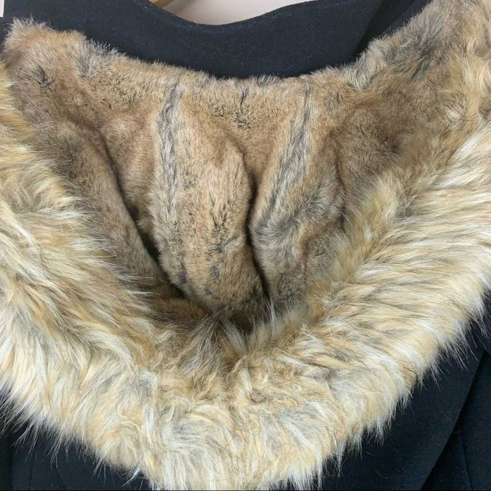 Zara Black Faux Fur Hood Duffel Coat - image 9
