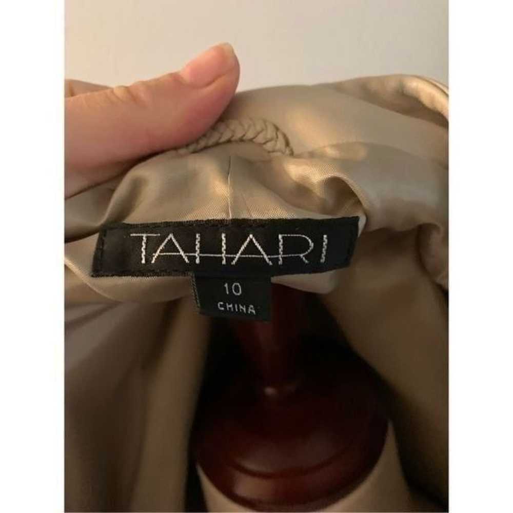 Tahari 100% leather jacket tan/cream size 10 - image 7