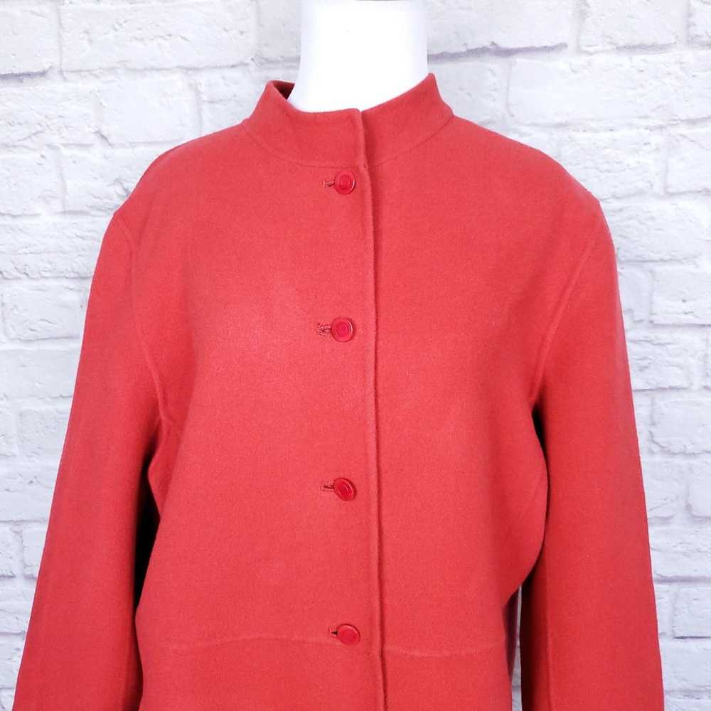 Eileen Fisher Coral Red Felted Wool Jacket Button… - image 2