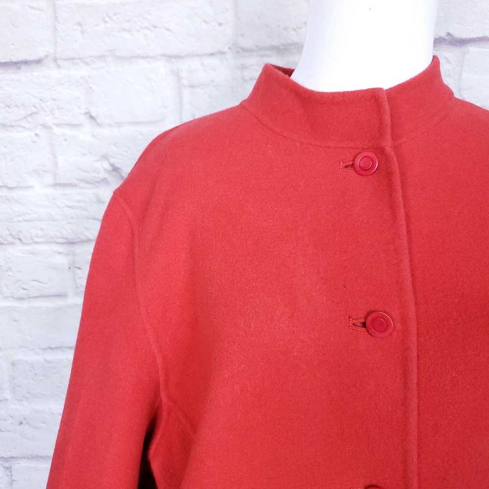 Eileen Fisher Coral Red Felted Wool Jacket Button… - image 3