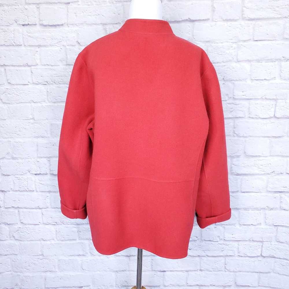 Eileen Fisher Coral Red Felted Wool Jacket Button… - image 9