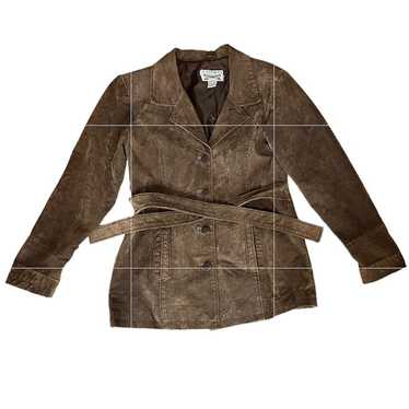 Vintage Western Suede Belted Button Down Chocolat… - image 1